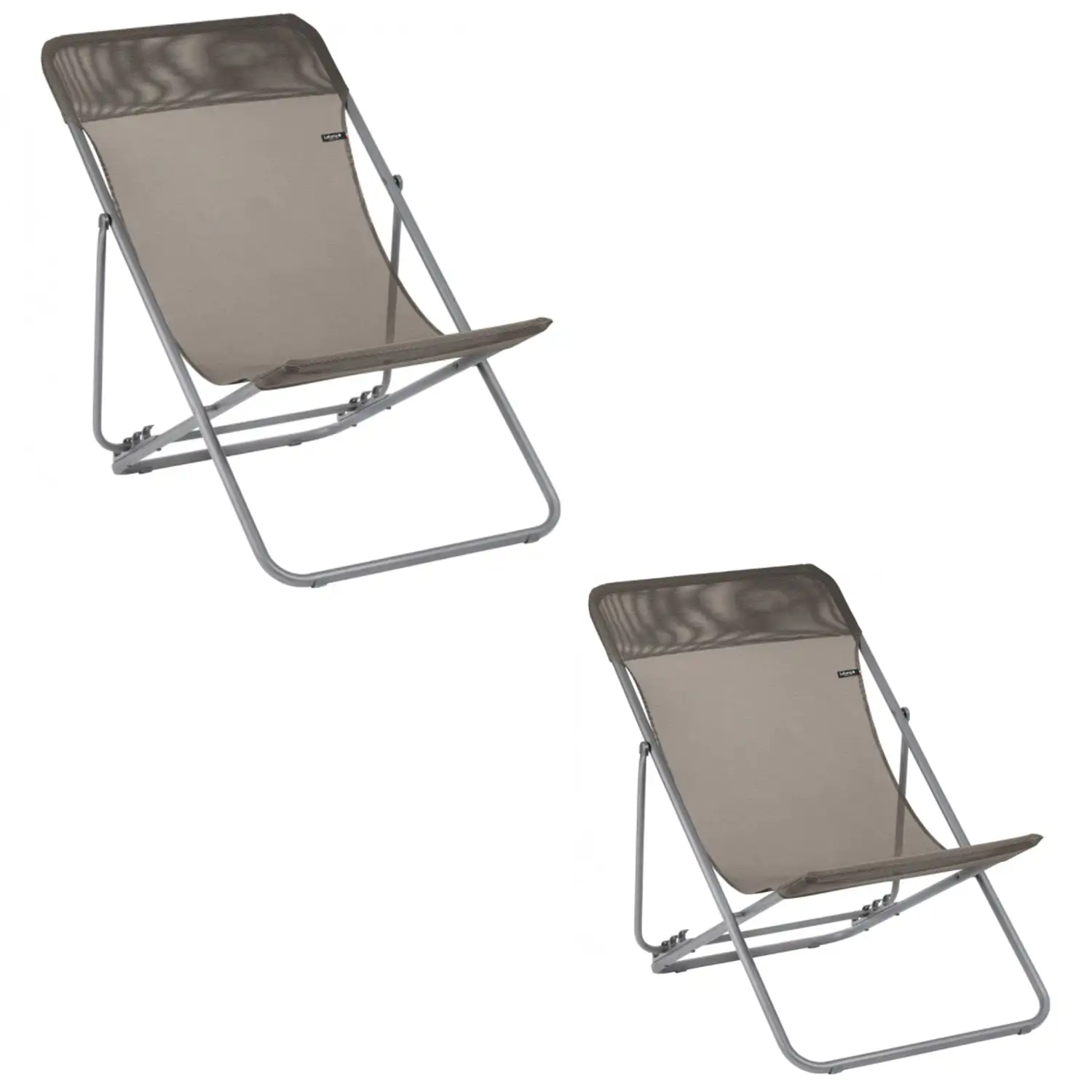 Lafuma Maxi Transat Folding Camping Steel Mesh Sling Chair, Graphite (2 Pack)