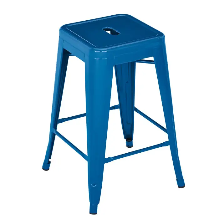 Living Accents S-C119-BLUE Polished Steel Stacking Bar Stool