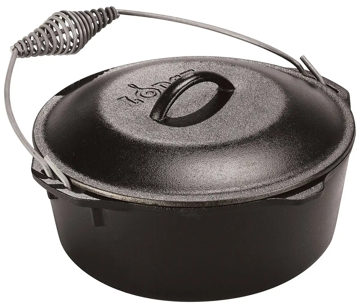 Lodge L12DO3 Dutch Oven With Spiral Bail Handle & Iron Cover