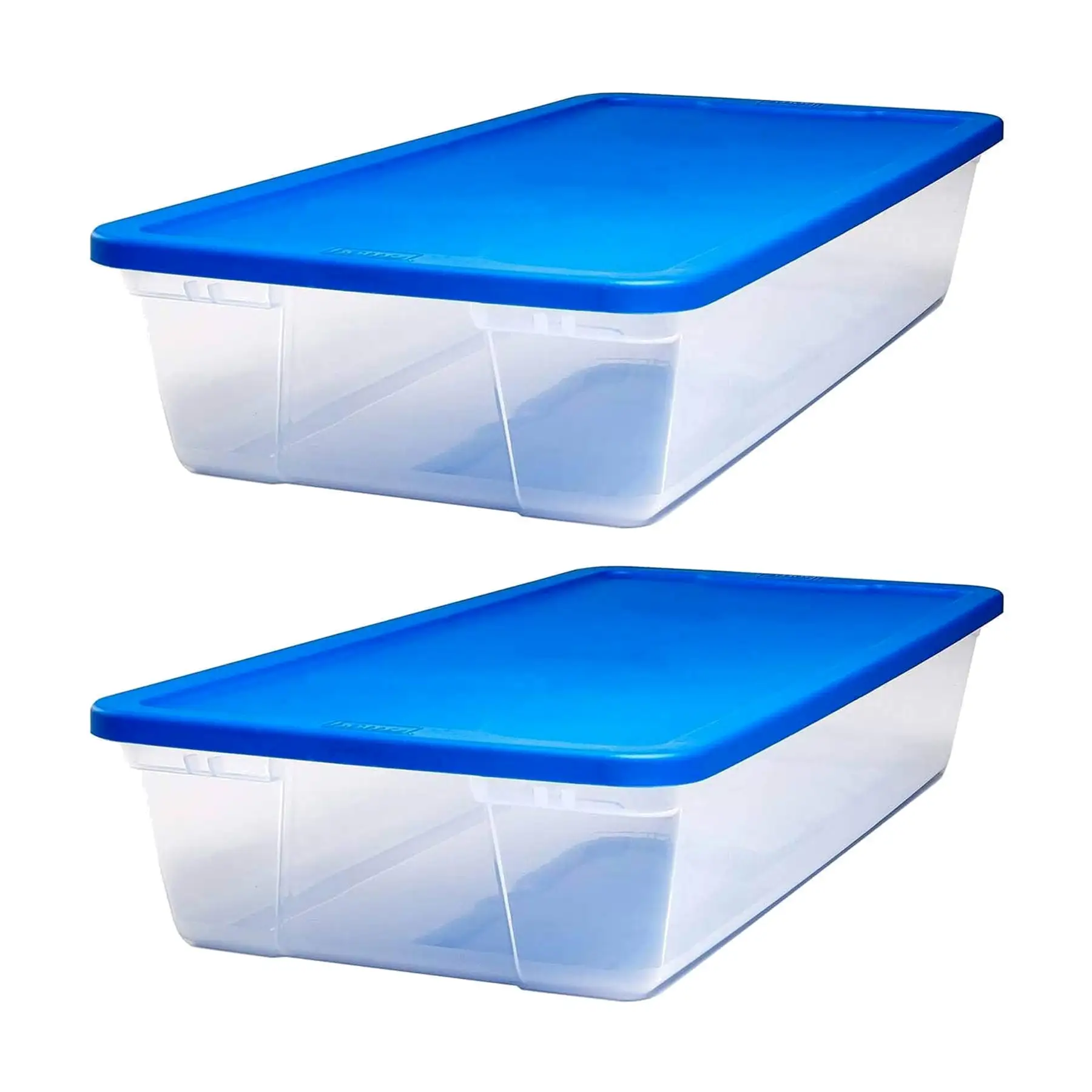 Homz Snaplock 41 Qt Stackable Plastic Storage Container w/ Lid, 2 Pack, Blue