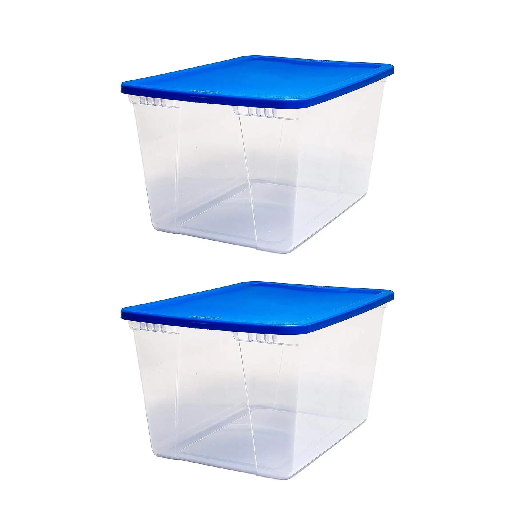 Homz 56 Qt Stackable Plastic Storage Container with Snaplock Lid, Blue (2 Pack)