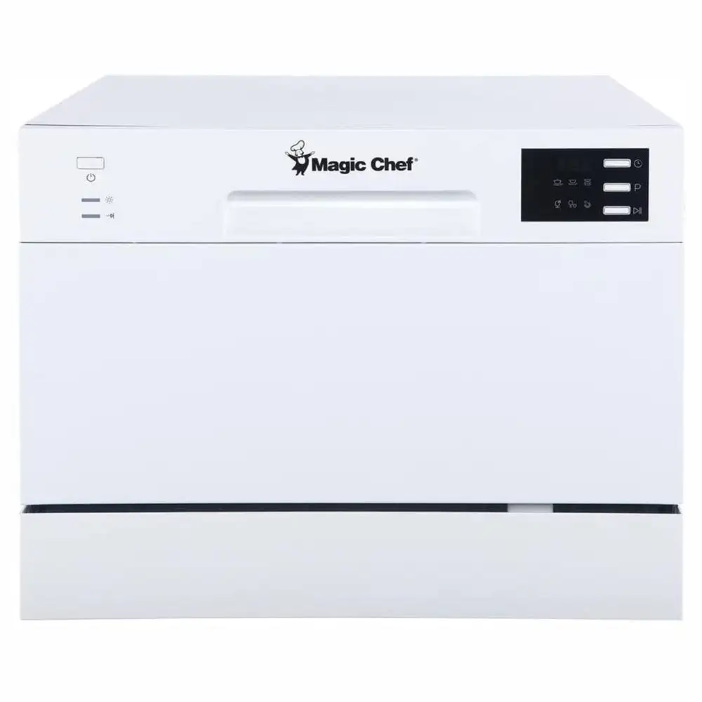 Magic Chef MCSCD6W5 Energy Star 6 Plate Kitchen Countertop Dishwasher, White