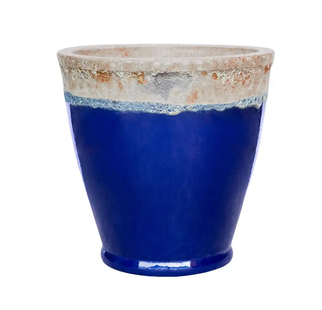 Michael Carr Designs 11300CVOLADBLUE Pottery Ceramic Flat Rim Planter