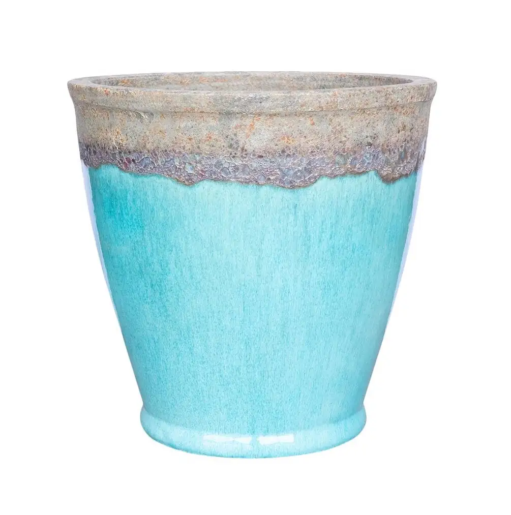 Michael Carr Designs 11300CVOLMIBL Pottery Ceramic Flat Rim Planter