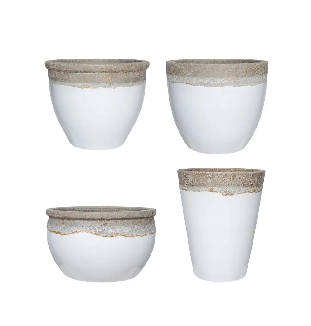 Michael Carr Designs 2559CVOLWHIT Pottery Ceramic Bowl Planter