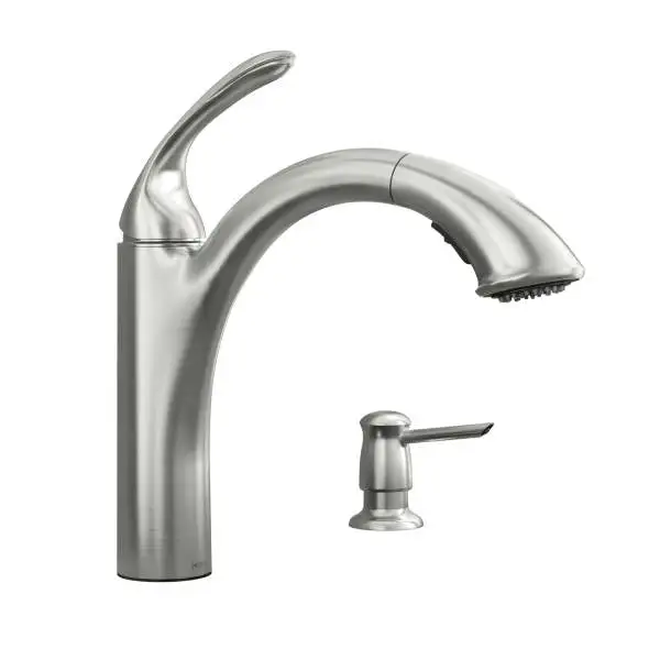 Moen 87035SRS Kinzel Spot Resist One-Handle Low Arc Kitchen Faucet