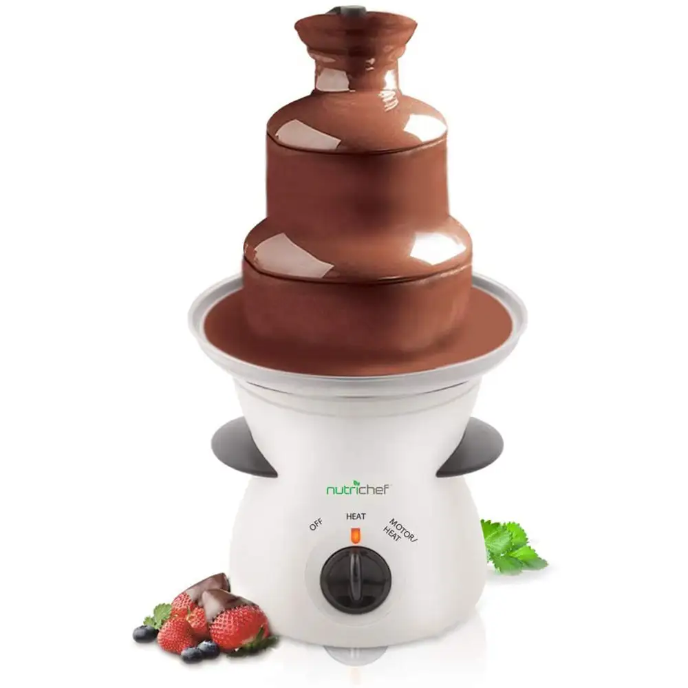 NutriChef 16oz 3 Tier Electric Countertop Fondue Maker Fountain Chocolate Melter