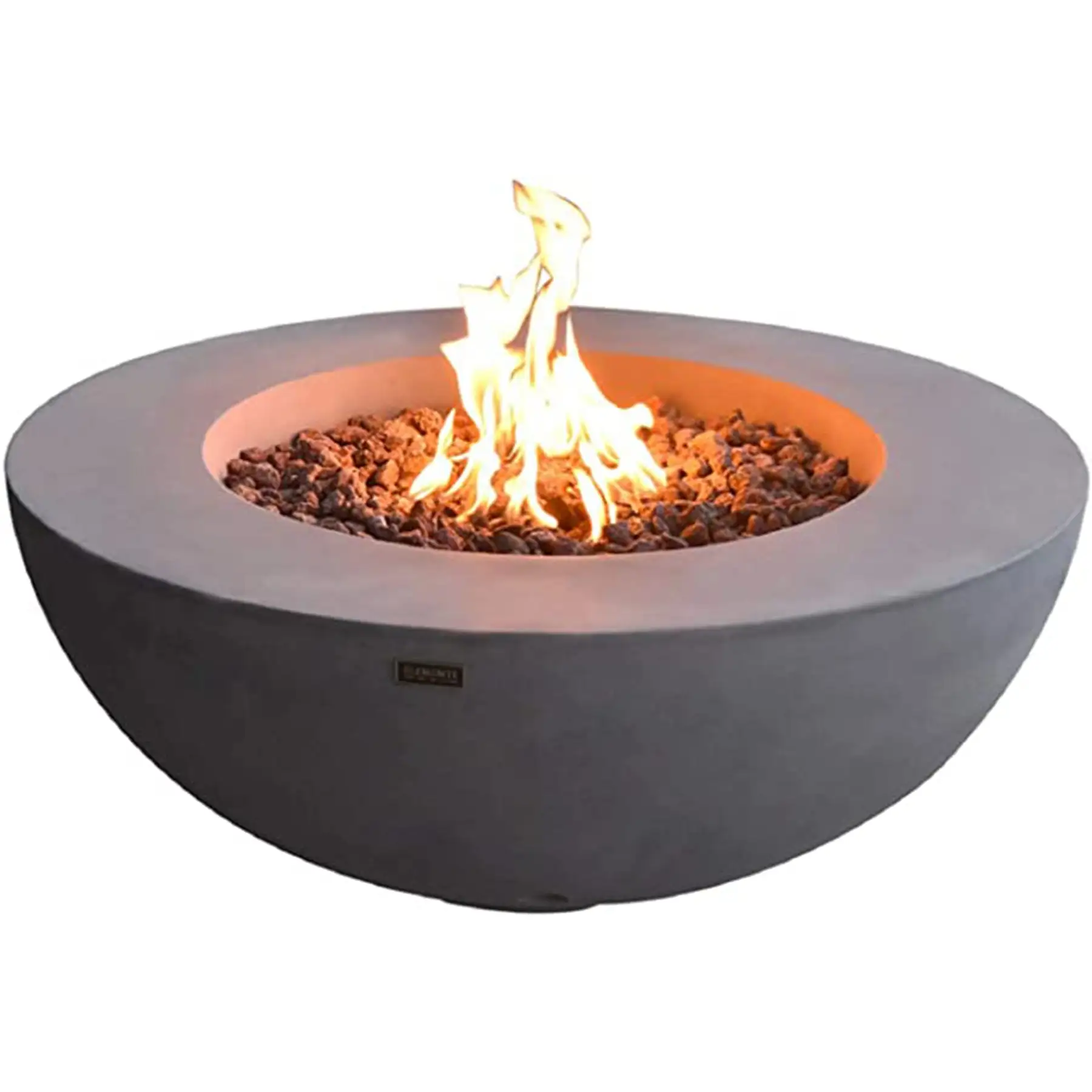 Elementi Natural Gas Concrete Lunar Bowl Fire Pit w/ Auto Ignition, Clean Flame