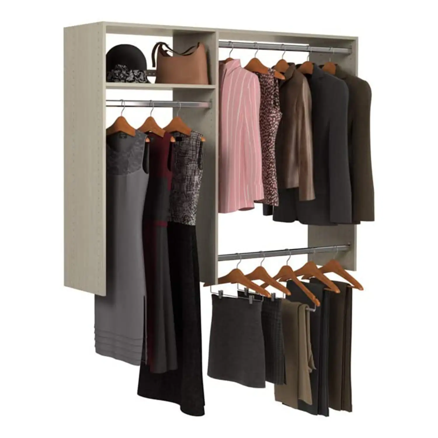 Track Hanging Set Easy Track Hanging Closet Kit Wardrobe Organizer Rack, Weathered Grey ...