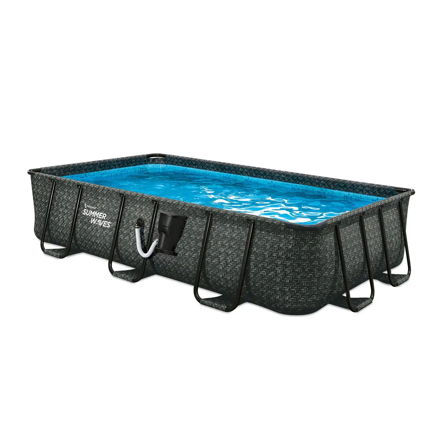 Summer Waves 13ft x 7ft x 39.5in Above Ground Rectangle Frame Swimming Pool Set