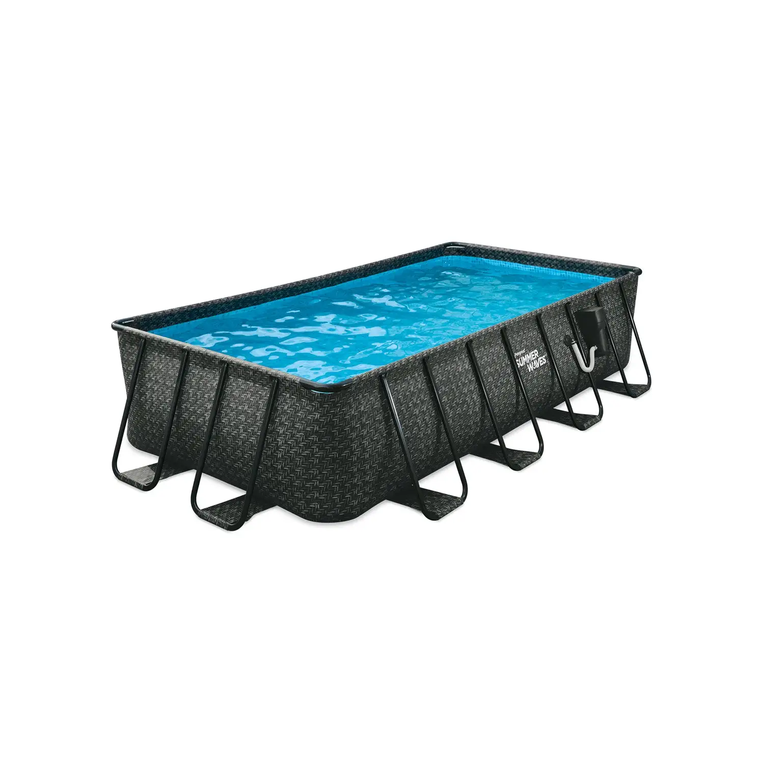 Summer Waves 16 Foot Long Dark Herringbone Elite Frame Outdoor Rectangular Pool