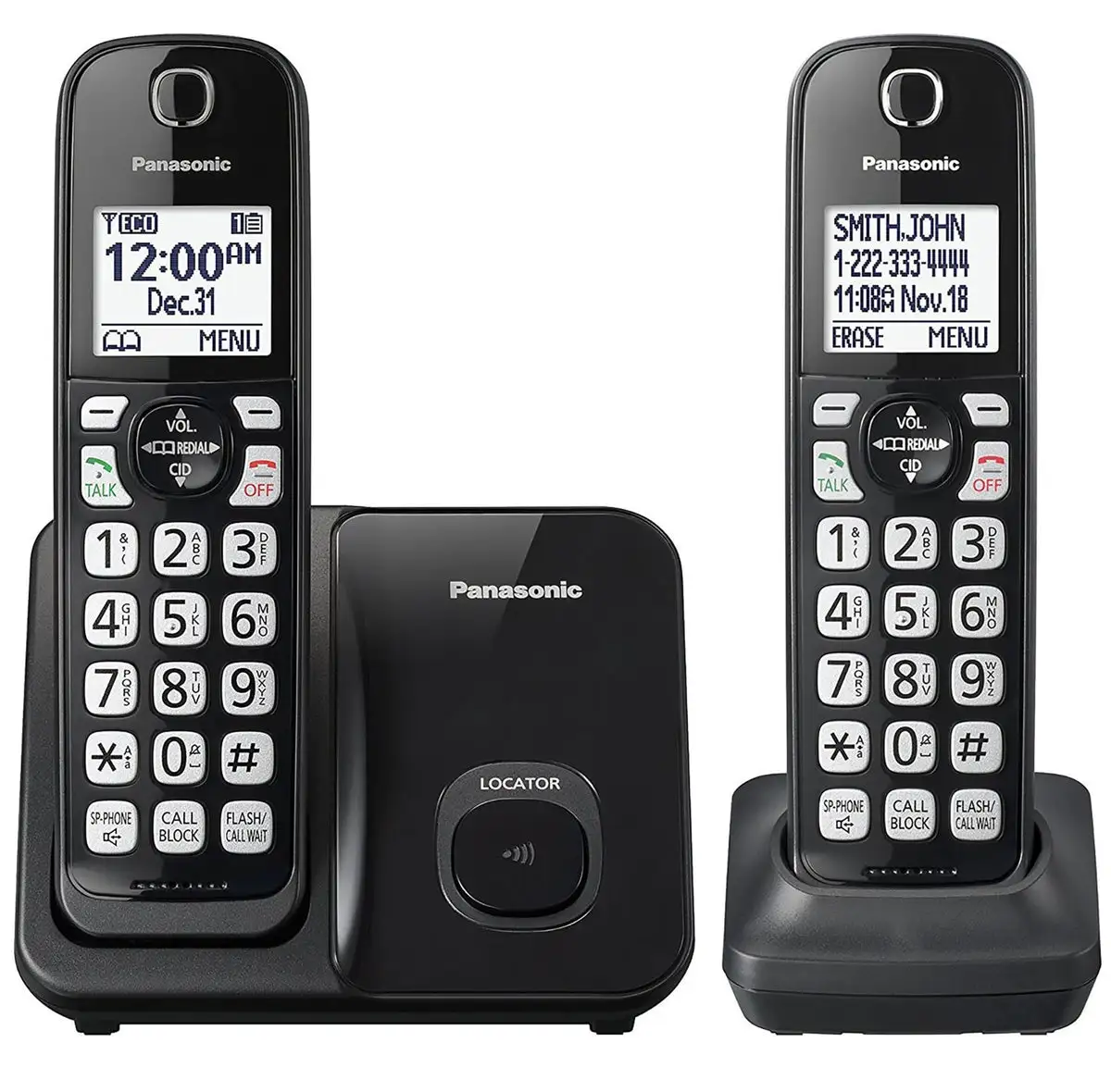 Panasonic KX-TGD512B Expandable Cordless Phone With 2 Handsets