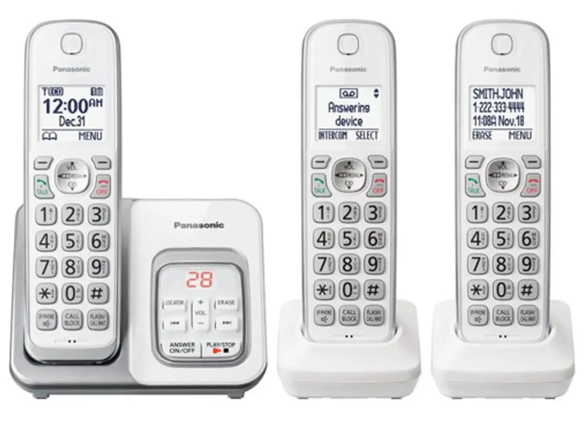 Panasonic KX-TGD533W Expandable Cordless Phone With 3 Handsets