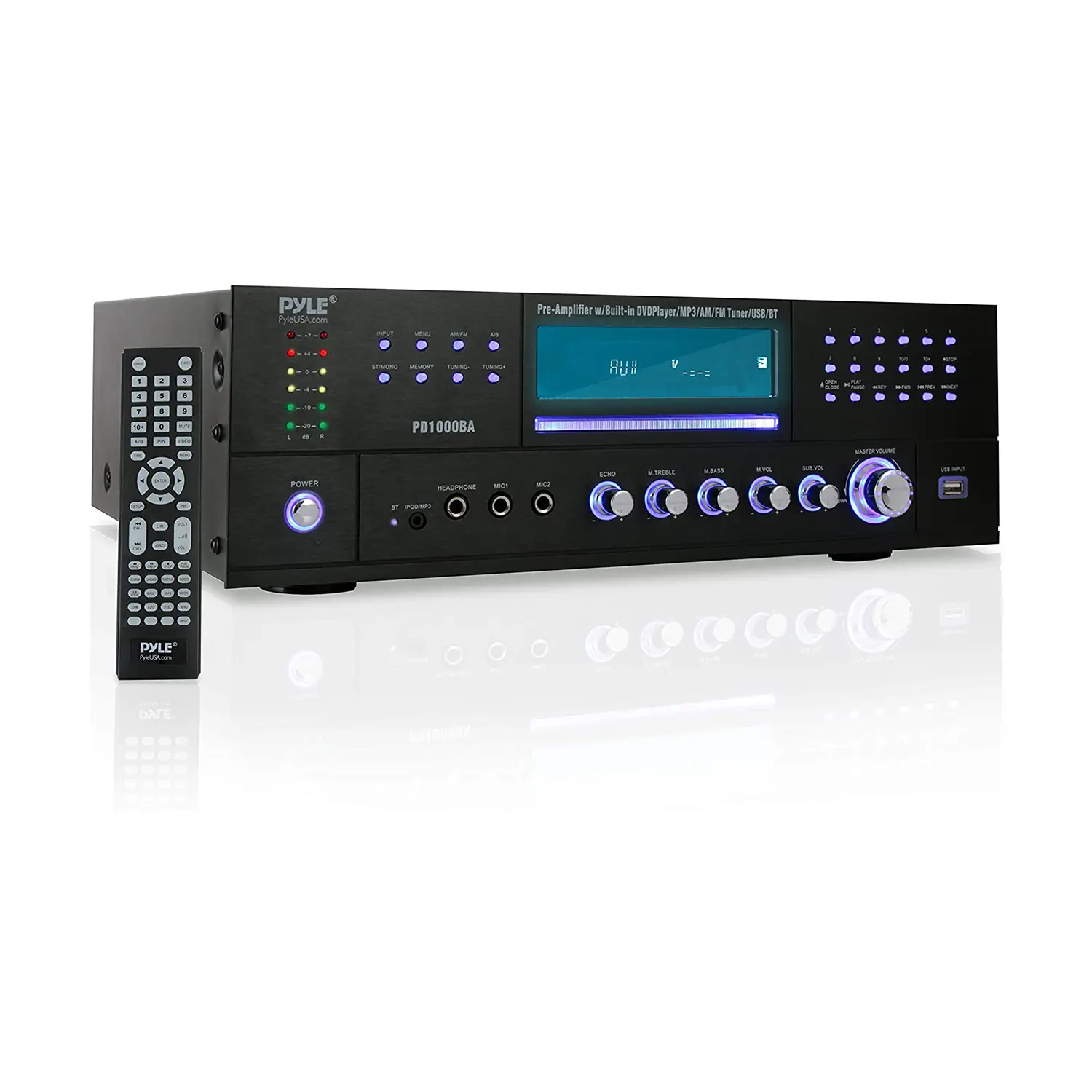 Pyle PD1000BA Bluetooth 4 Channel Home Theater Preamplifier Stereo Sound System