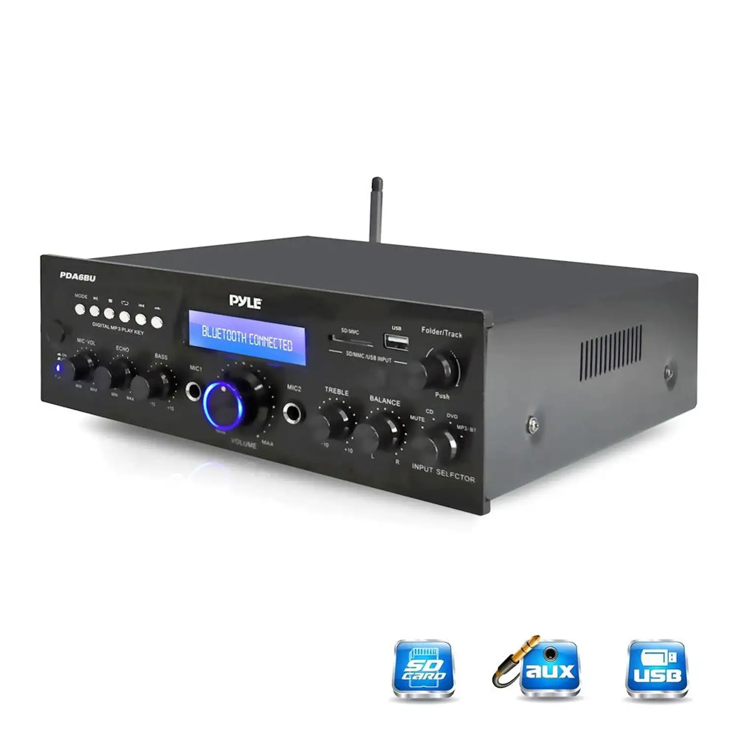 Pyle PDA6BU.5 Compact 200 Watt Bluetooth Home Stereo Amplifier Receiver System