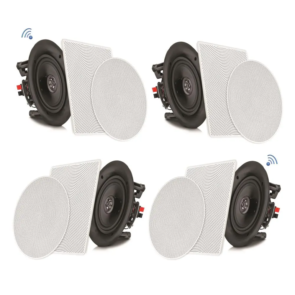 Pyle Audio 6.5 In 2 Way 200W Flush Mount Bluetooth Ceiling Wall Speakers, 4 Pack