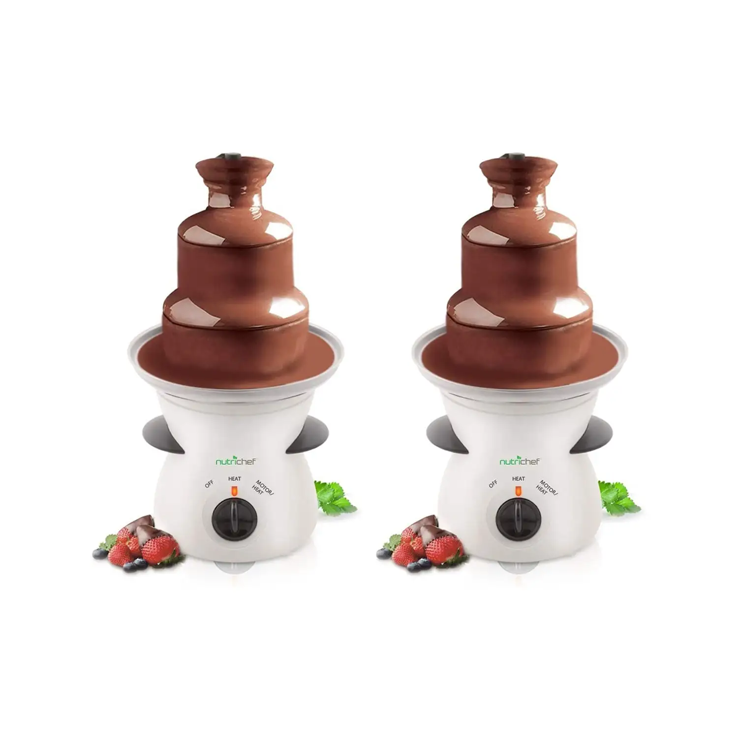 NutriChef 16oz 3 Tier Electric Fondue Maker Fountain Chocolate Melter (2 Pack)