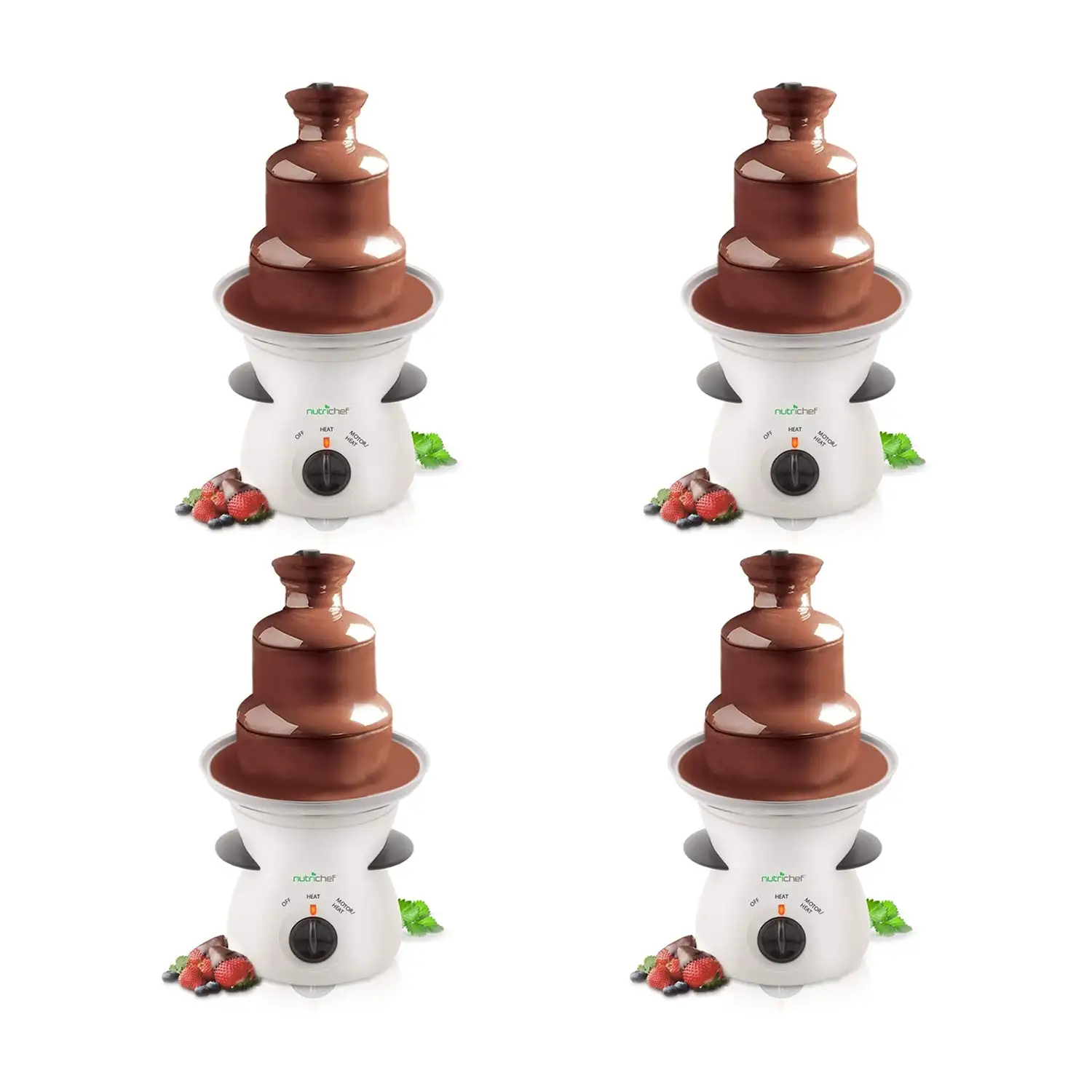 NutriChef 16oz 3 Tier Electric Fondue Maker Fountain Chocolate Melter (4 Pack)