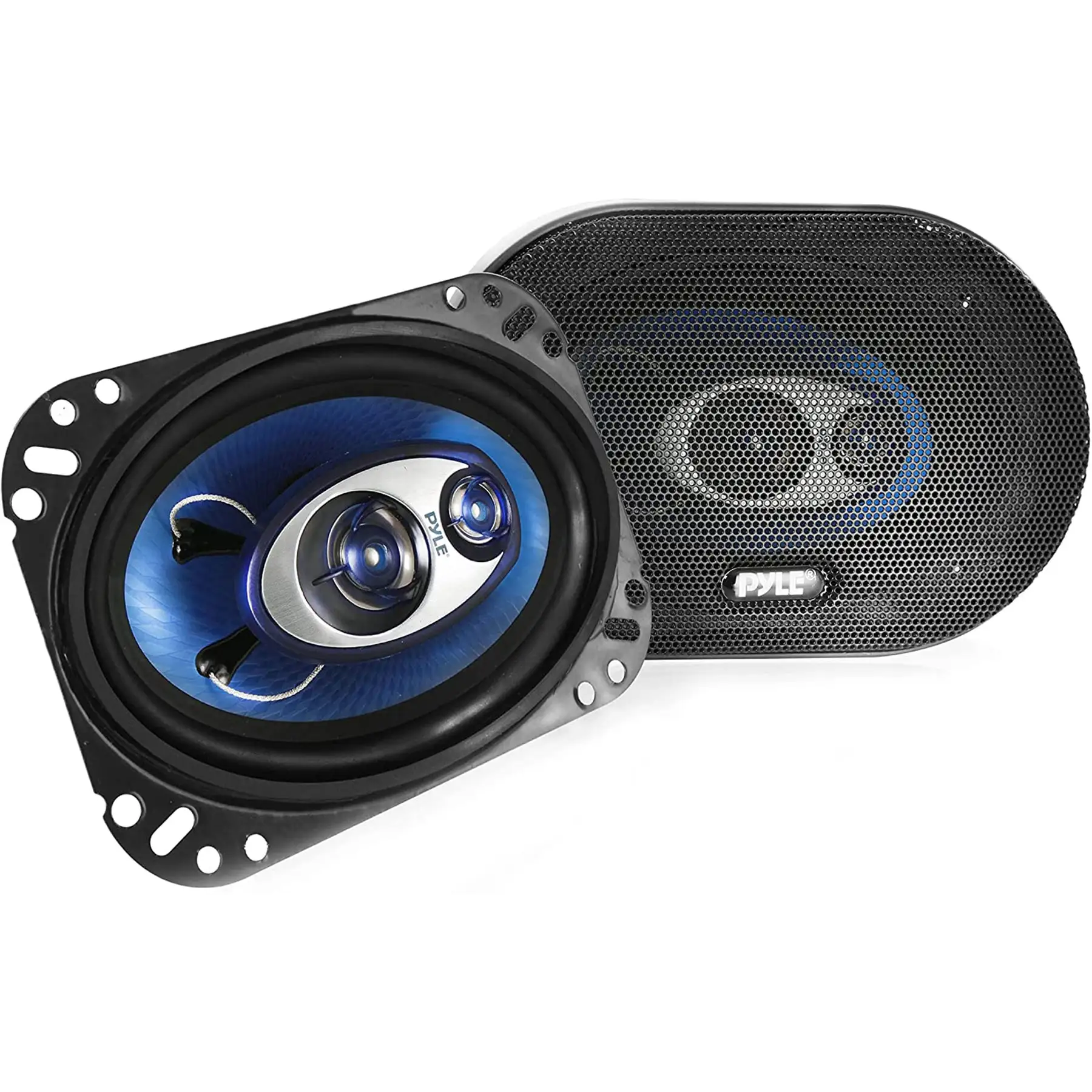 Pyle PL463BL Blue Label 4x6 Inch 240W 3 Way Triaxial Car Speaker Stereo, 2 Pack