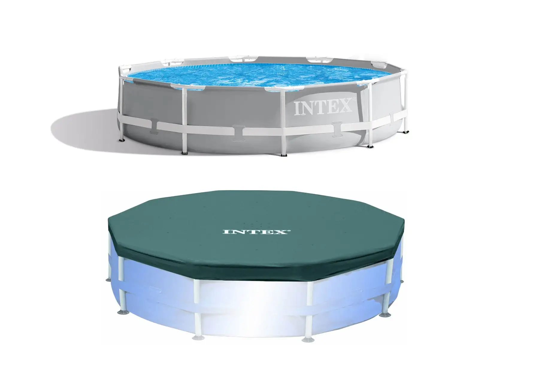 Intex 10'x30" Round Above Ground Swimming Pool & 10' Round Swimming Pool Cover