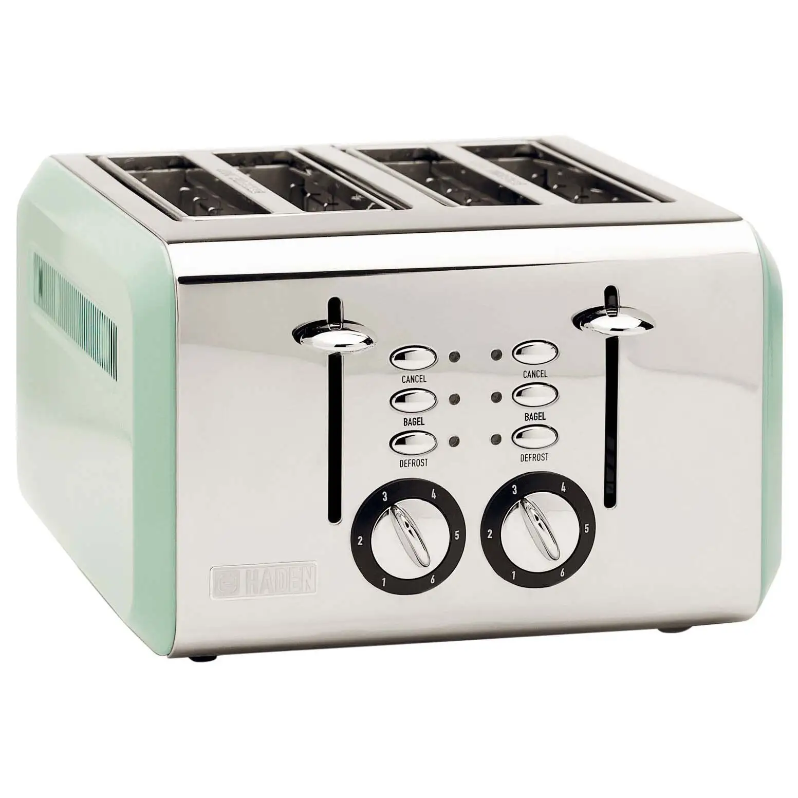 Haden Cotswold 4-Slice Wide Slot Stainless Steel Body Retro Toaster, Sage Green