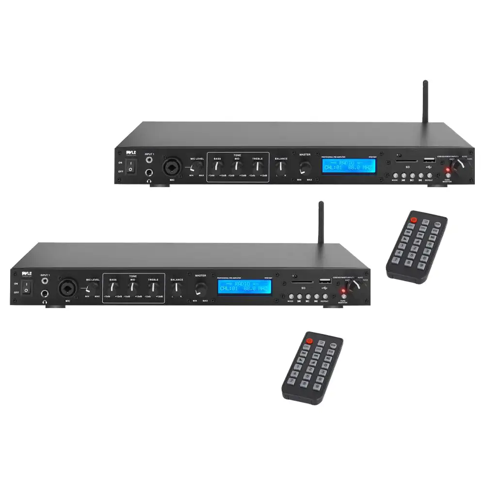 Pyle PPRE70BT Bluetooth Pro Audio Preamplifier Receiver System & Remote (2 Pack)