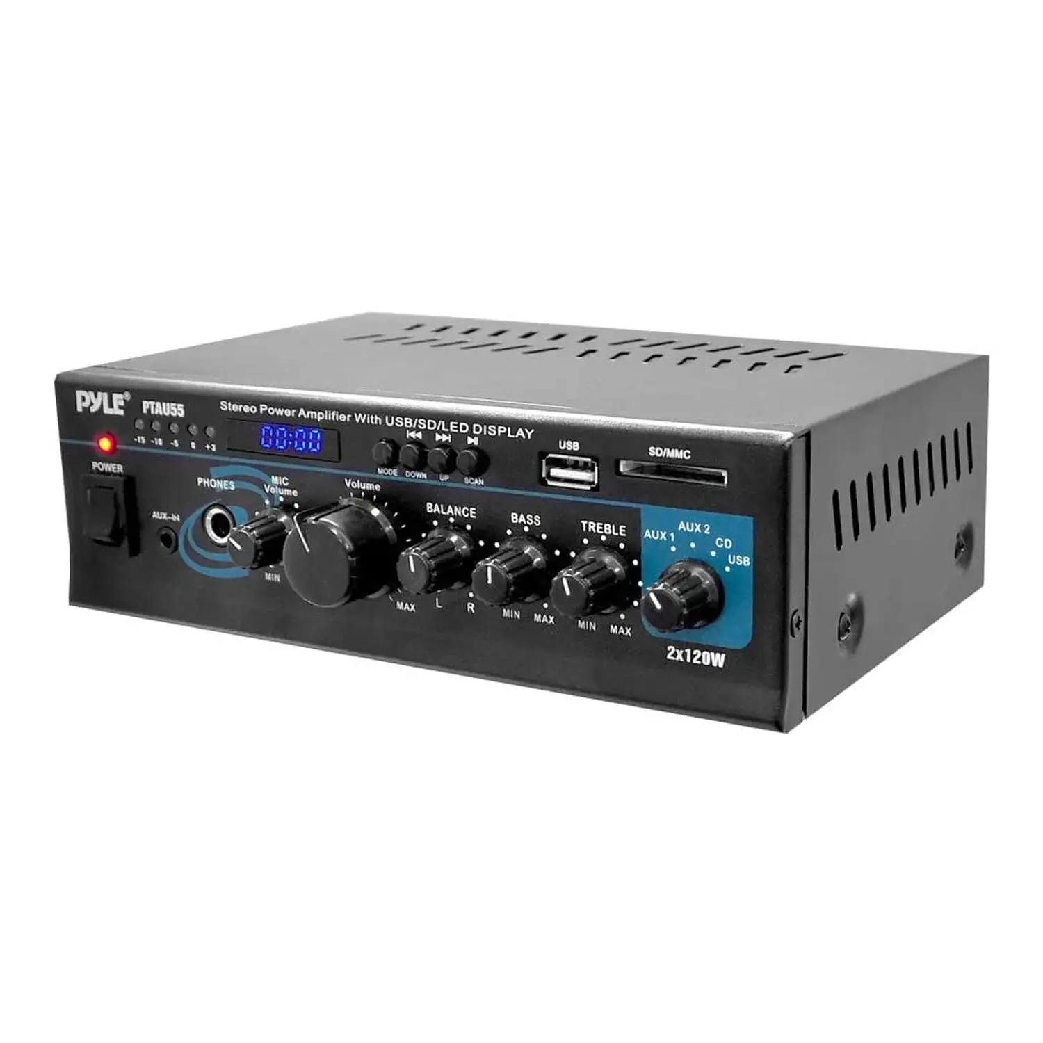 Pyle PTAU55 Bluetooth Home Audio 2 x 120 Watt 2 Channel Power Amplifier Receiver