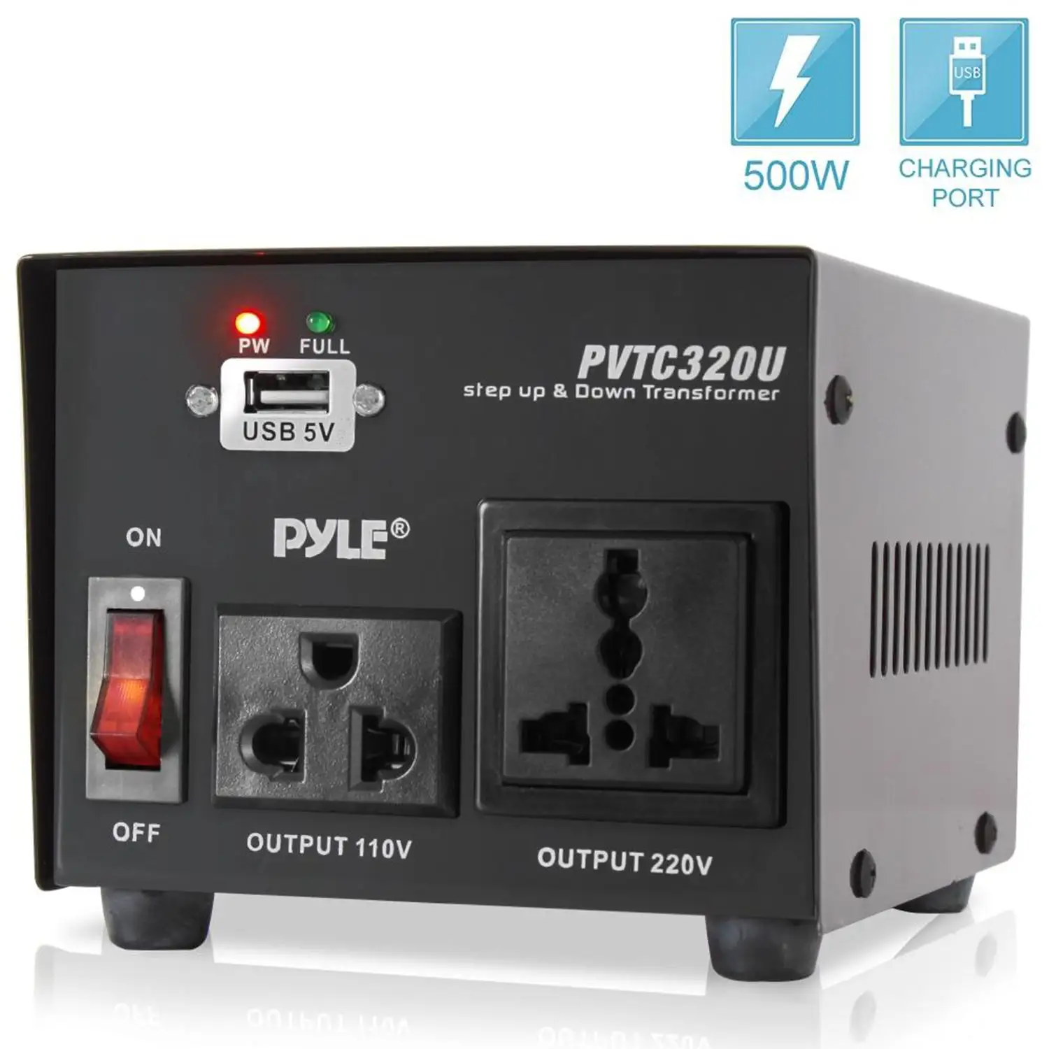 Pyle PVTC320U Step Up and Step Down 500 Watt Power Supply Voltage Converter