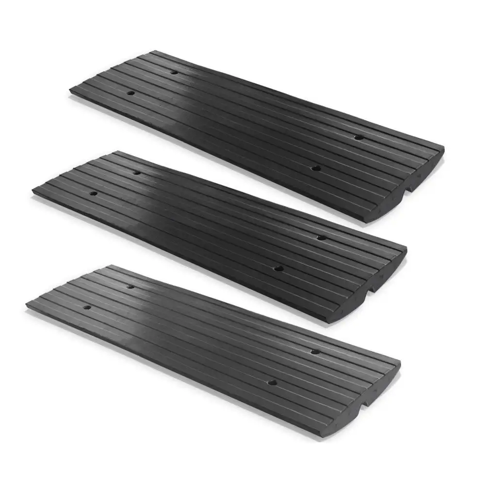 Pyle PCRBDR23 Rugged Rubber Curb Ramp Curbside Driveway Threshold Ramp (3 Pack)