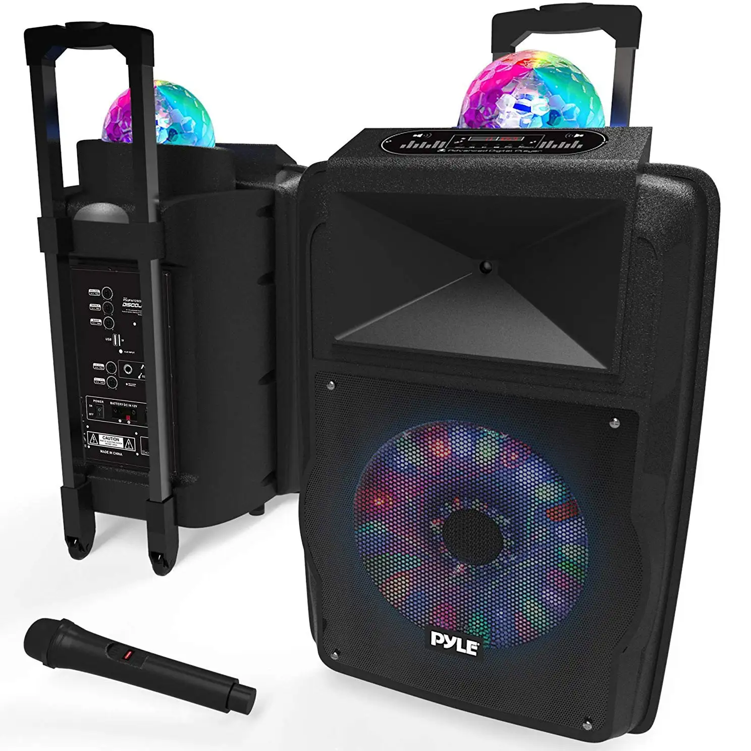 Pyle Portable 700W Outside Wireless Speaker DJ Karaoke Machine w/Fun LED Lights