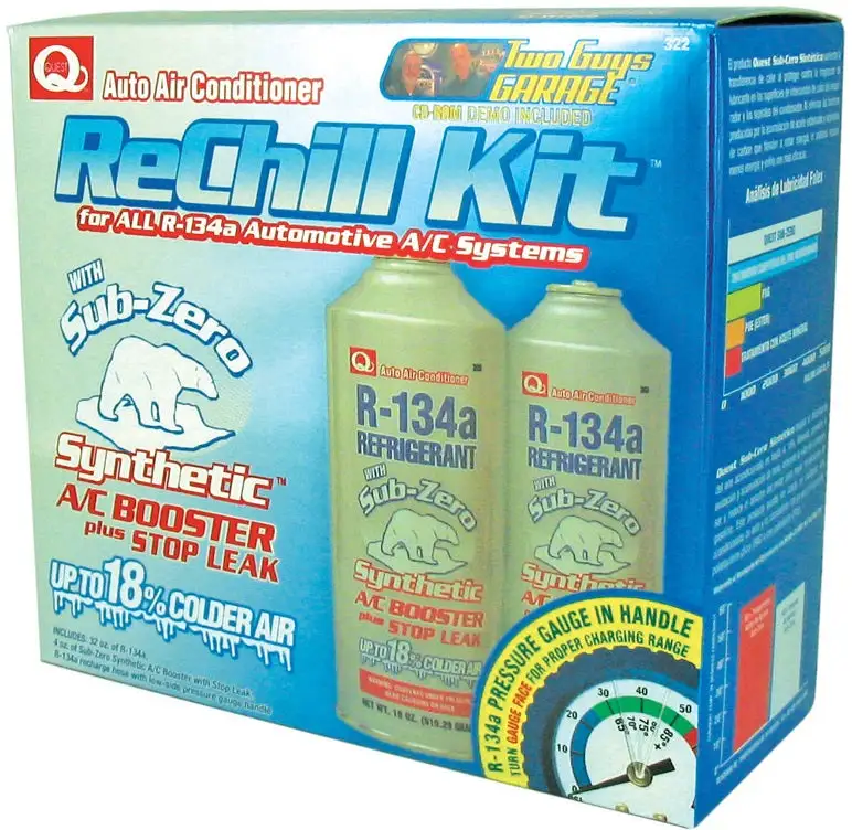 Quest 322 R134A Auto Air Conditioner Rechill Kit