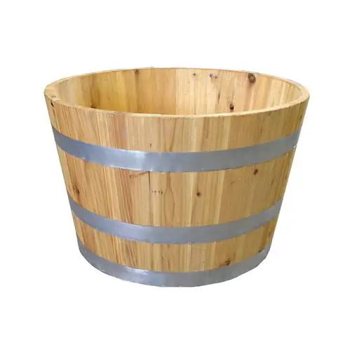 Real Wood G3054 Half Wine Barrel Planter