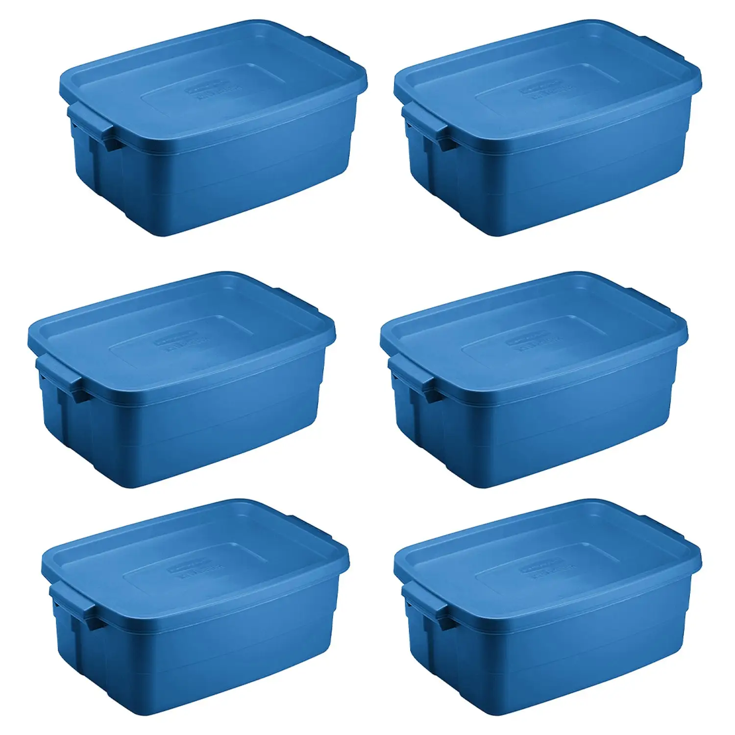 Rubbermaid Roughneck Tote 3 Gallon Storage Container, Heritage Blue (6 Pack)