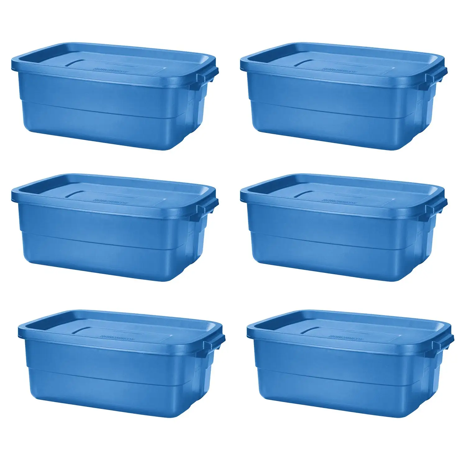 Rubbermaid Roughneck Tote 10 Gallon Storage Container, Heritage Blue (6 Pack)