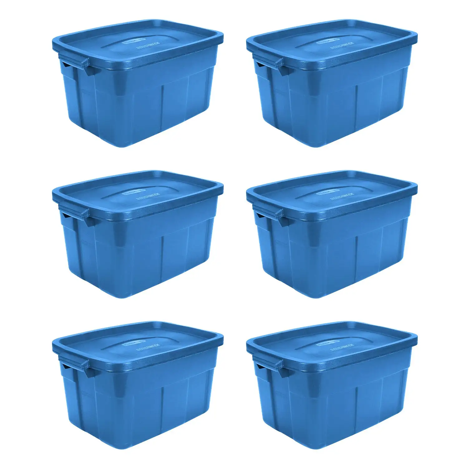 Rubbermaid Roughneck Tote 14 Gallon Storage Container, Heritage Blue (6 Pack)