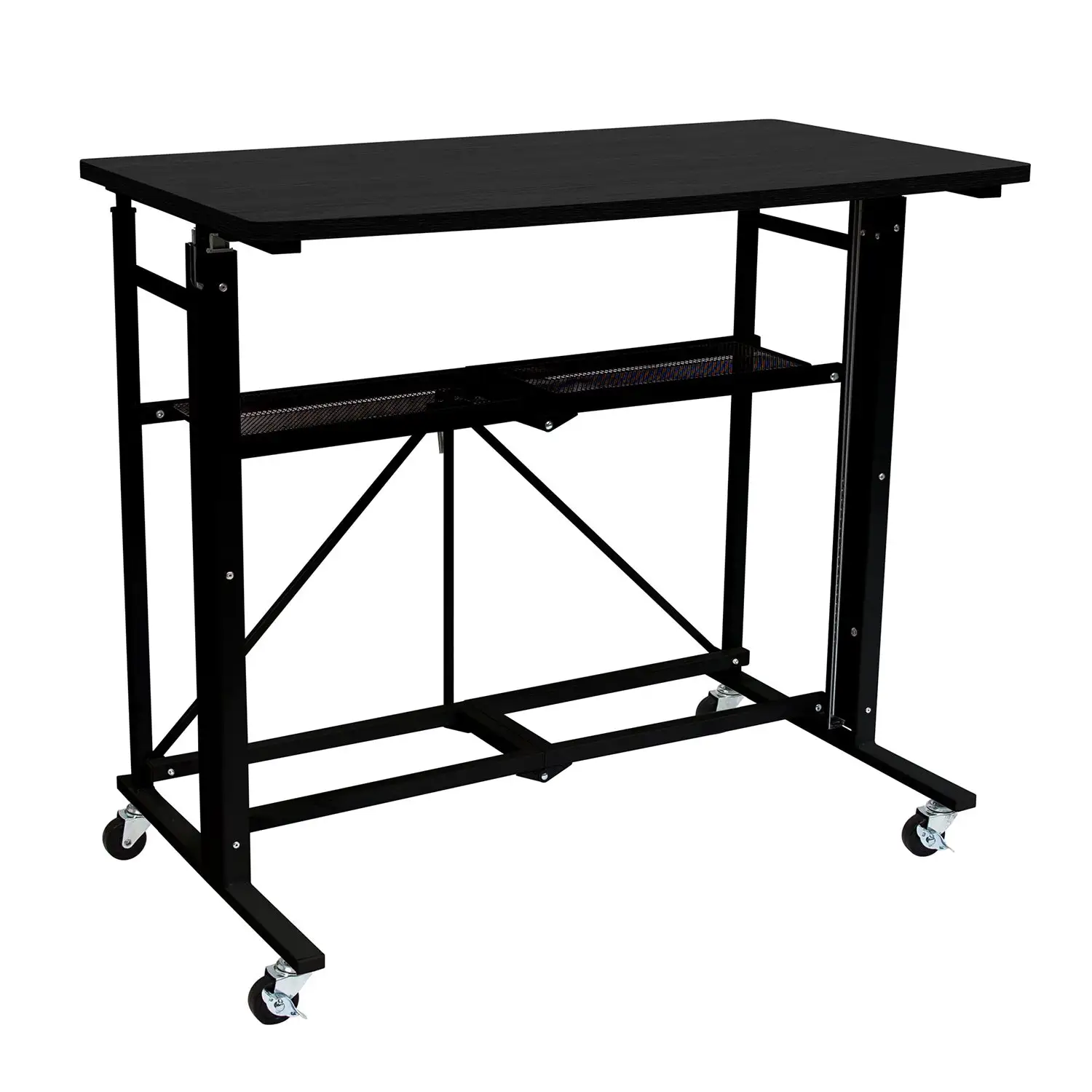 Origami Up Down Adjustable Sitting Standing Workstation Desk w/ Wheels, Black