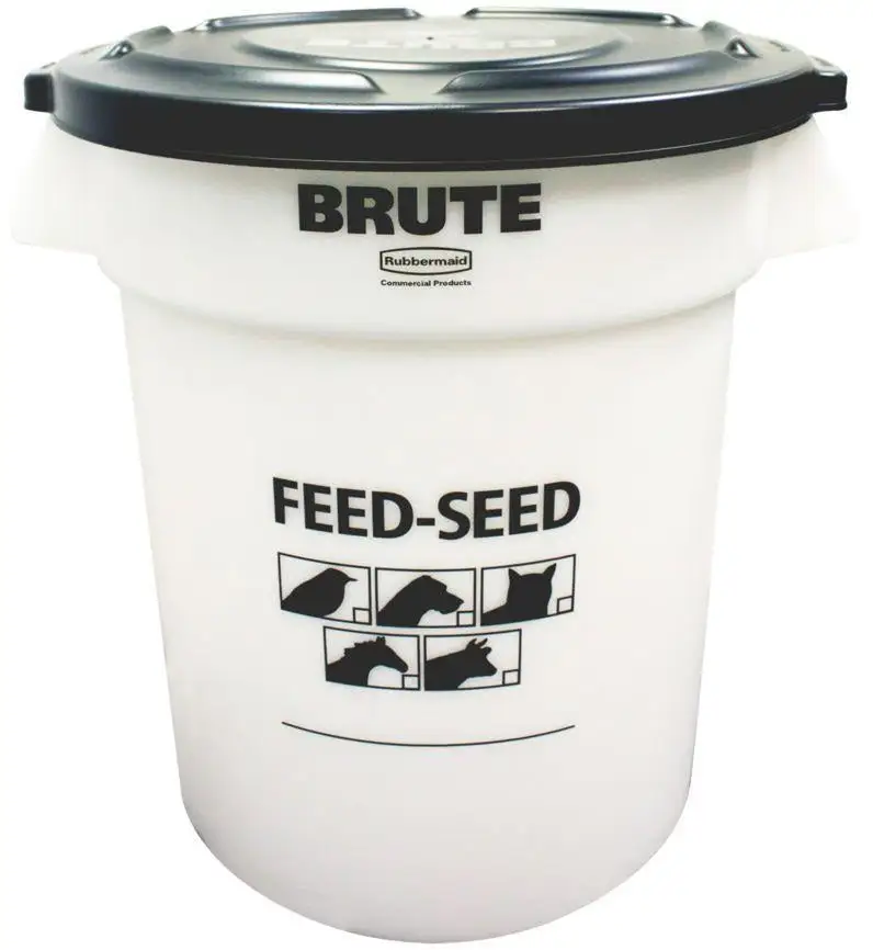 Rubbermaid 1868861 Brute Feed-Seed Round Trash Can With Lid