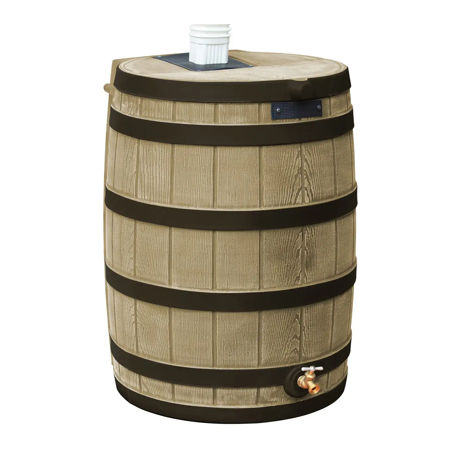 Good Ideas Rain Wizard 50 Gallon Plastic Rain Barrel Water Collector, Khaki