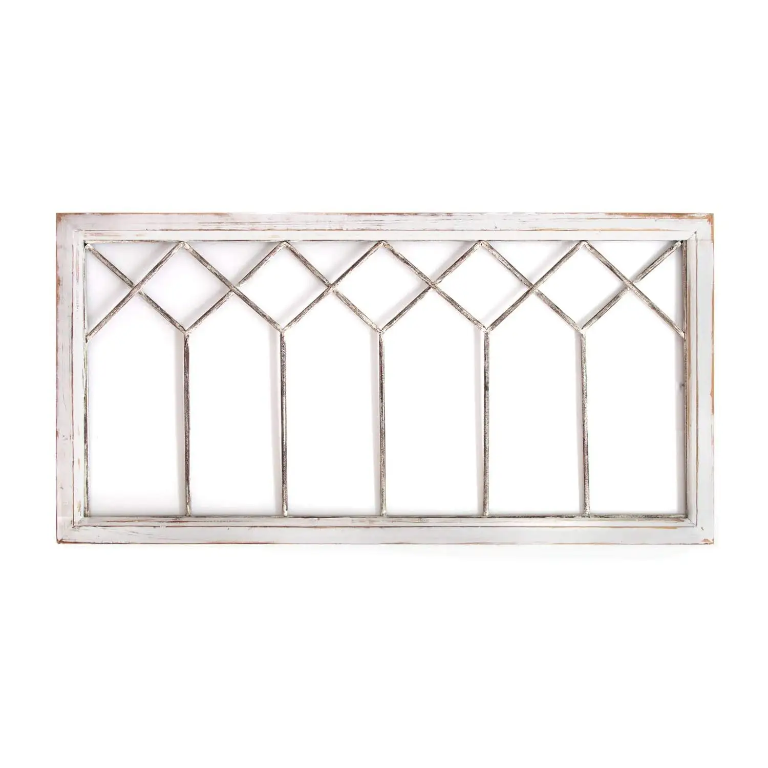 Stratton Home Decor Rustic Farmhouse Distressed Window Panel Wall Decor, White