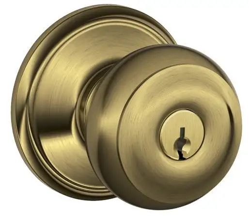 Schlage F51GEO609 Georgian Keyed Entry Lock Antique Brass