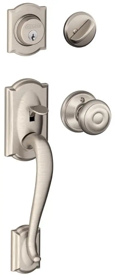 Schlage F60VCAMXGEO619KD Camelot Handle Set with Georgian Knob Interior