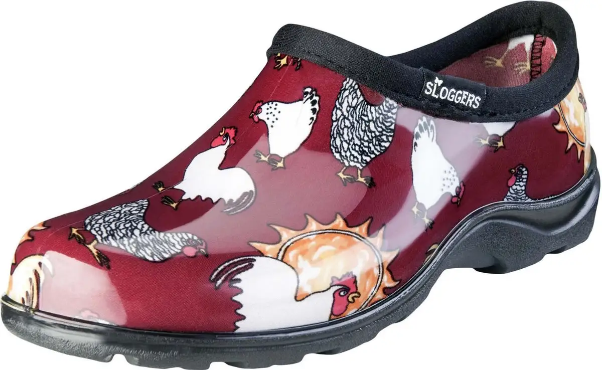 Sloggers 5116CBR07 Chicken Print Collection Women's Rain & Garden Shoe