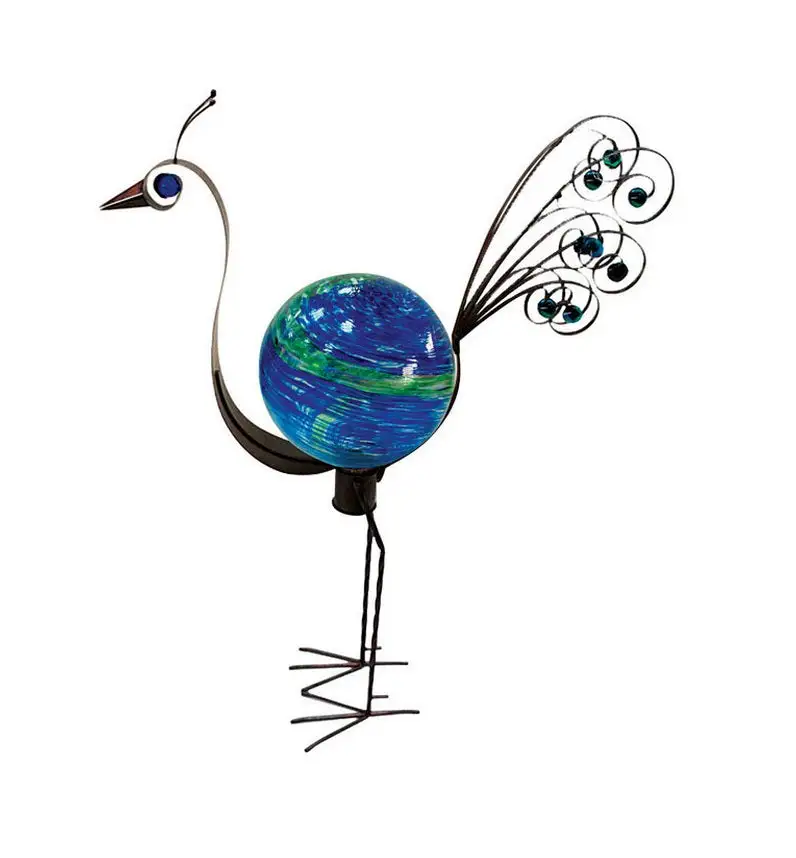 Smart Solar 82051 Metal Peacock With Gazing Ball