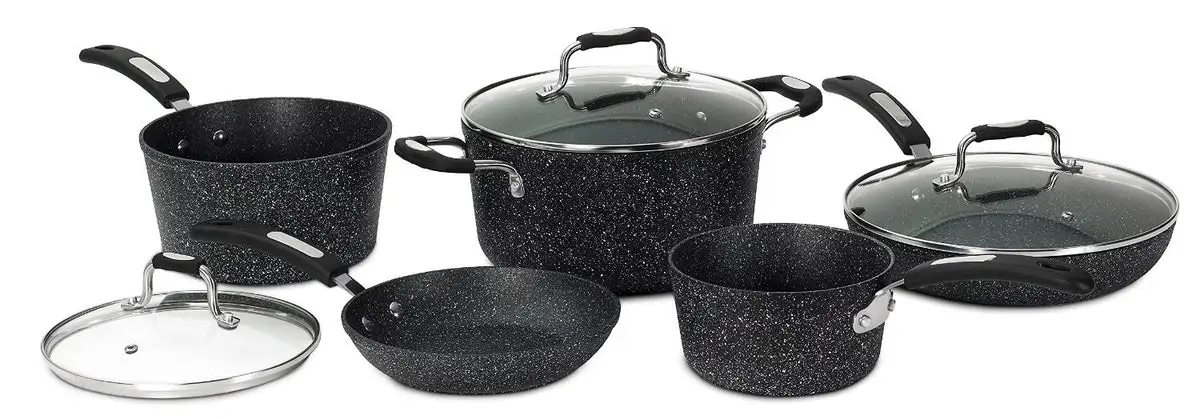 Starfrit 030930-001 The Rock Aluminum Cookware Set with Bakelite Handles