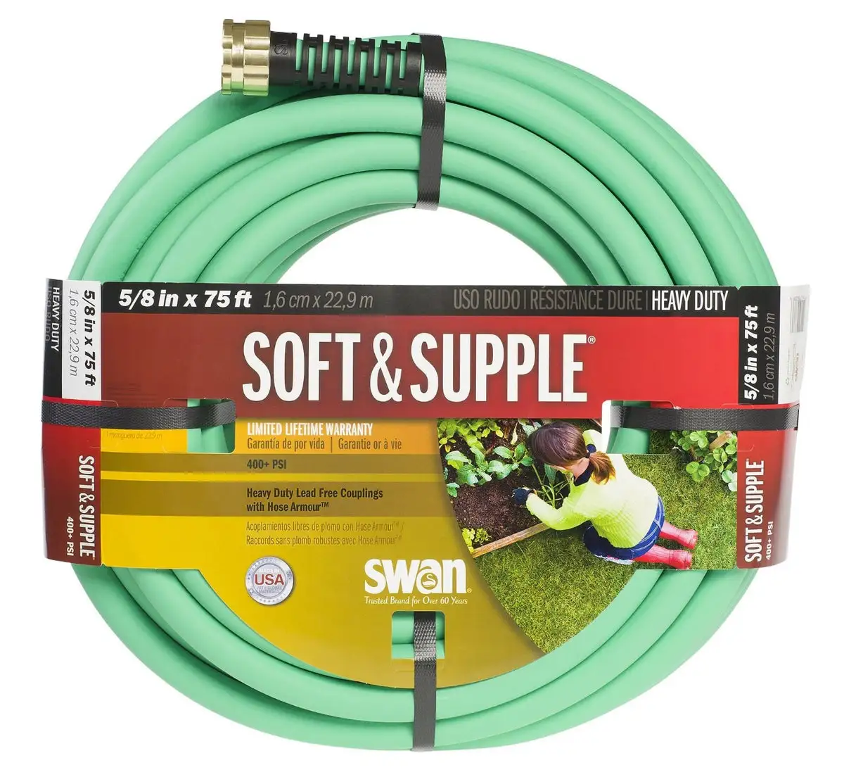 Swan SNSS58075 "Soft&Supple" Supple Hose 5/8"X75' - Green