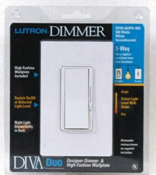 Lutron Electronics DVW-603PH-WH Switch Dimmer 3-Way - White