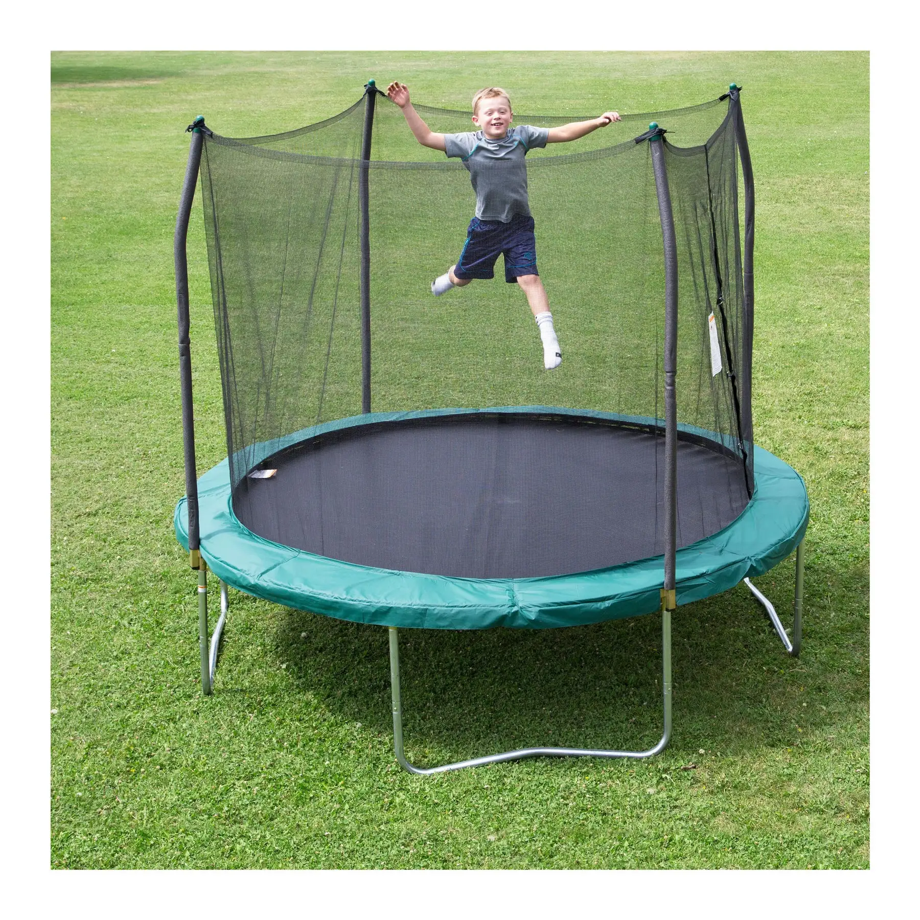 Skywalker Trampolines 10-Foot Round Outdoor Trampoline with Enclosure, Green - Image 2