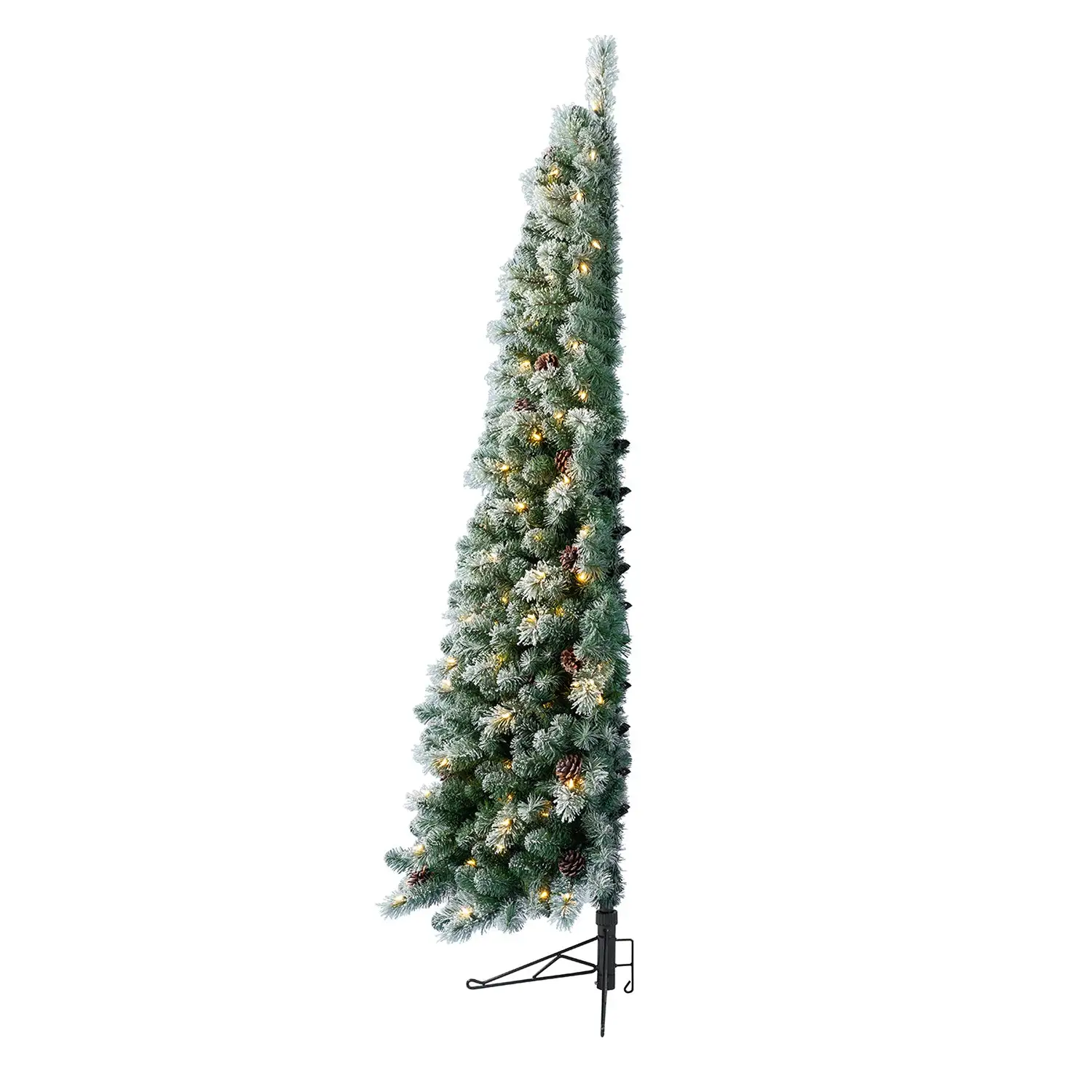 Home Heritage Flocked 5' Artificial Half Christmas Tree Prelit w/ 100 LED Lights