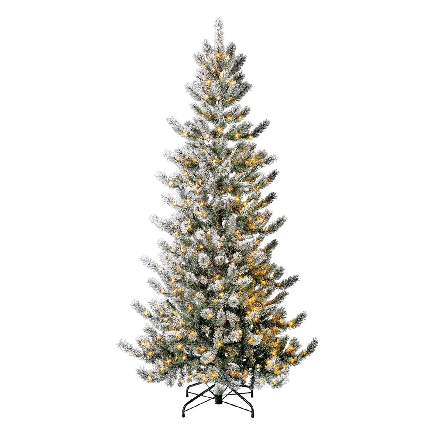 Home Heritage Natural Pine 7' Flocked 400 LED Pre-Lit Artificial Christmas Tree