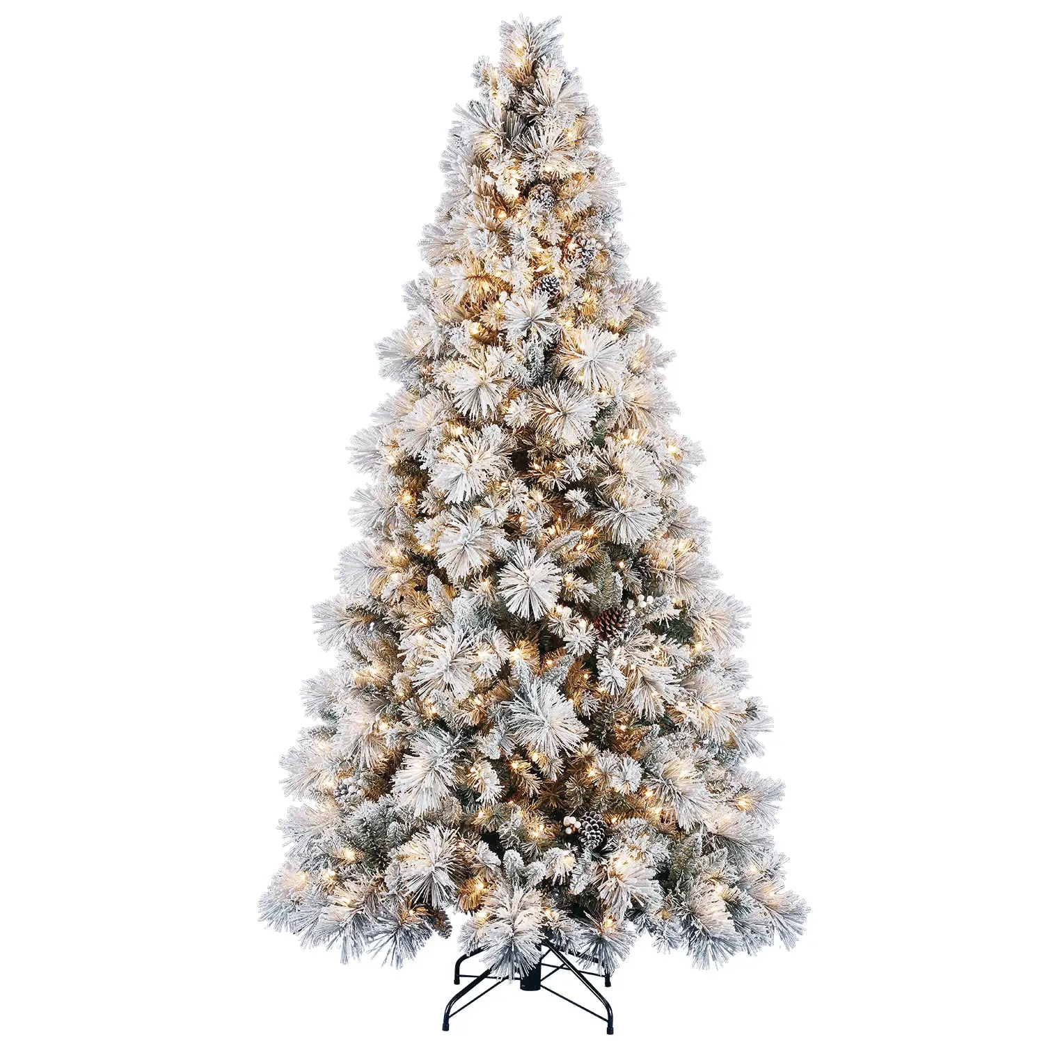 Home Heritage Snowdrift Spruce 7.5 Foot Snow Frosted Artificial Pre-Lit Christmas Tree with White Clear Lights